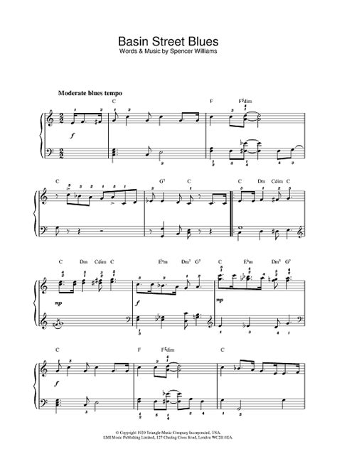 Basin Street Blues Sheet Music By Louis Armstrong For Piano Sheet