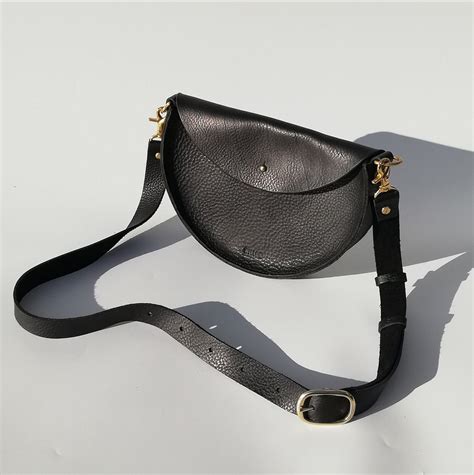 Black Leather Shoulder Bag / Half Moon Bag / Crossbody Bag / Leather ...