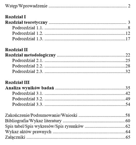 Jak napisać spis treści plan pracy dyplomowej licencjackiej