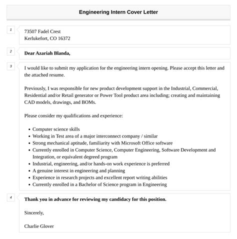 Engineering Intern Cover Letter Velvet Jobs