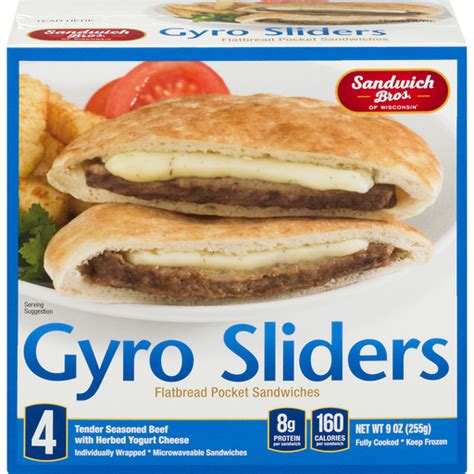 Sandwich Bros. Gyro Sliders Flatbread Pocket Sandwiches, 9 oz, 4 Count | Bagels, Muffins ...