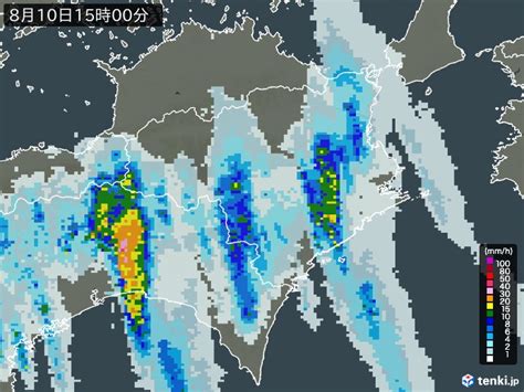 徳島県の過去の雨雲レーダー2023年08月10日 日本気象協会 Tenkijp