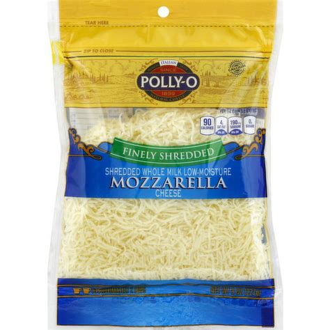 Polly O Cheese Finely Shredded Low Moisture Mozzarella Whole Milk