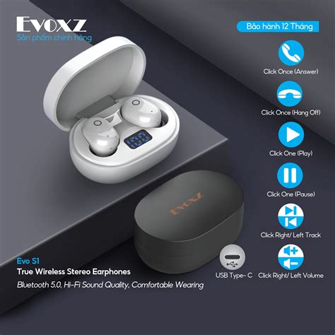 Tai Nghe Bluetooth Tws Evoxz Evo S Ti Ng M U En