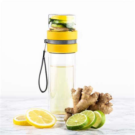 T Bottle Double Walled Glass Sieve Honey Yellow Style De Vie