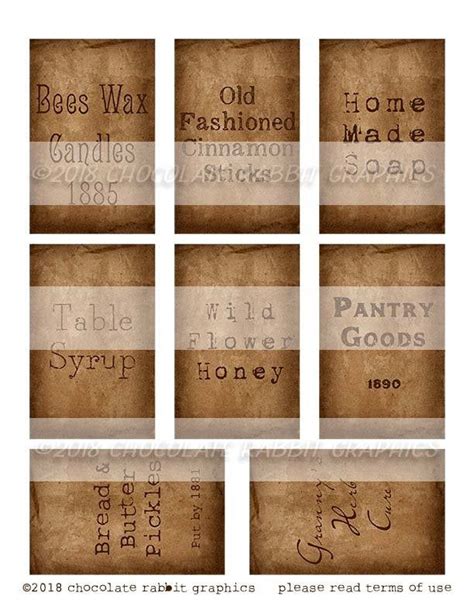 Plain Primitive Pantry Labels Printable Country Style Tags Etsy