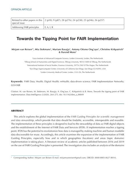 Pdf Towards The Tipping Point For Fair Implementation