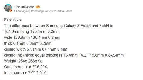 Samsung Galaxy Z Fold 5 dimensions revealed