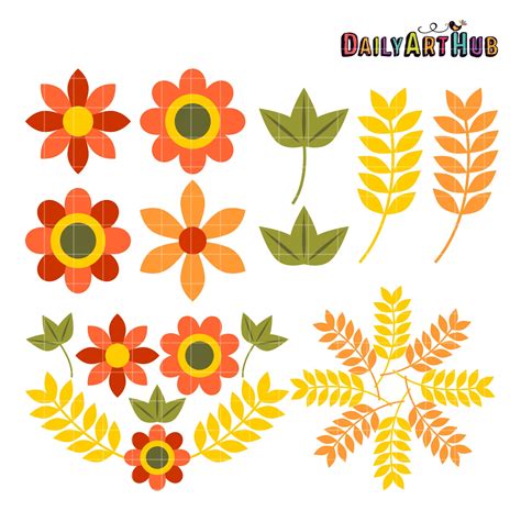 Autumn Flowers Clip Art Set – Daily Art Hub // Graphics, Alphabets & SVG