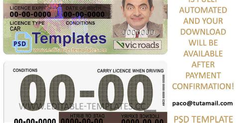 Victoria Australia Driving Licence Template Editable Templates