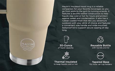 Mayim Large Travel Coffee Mug Tumbler With Clear Slide Lid