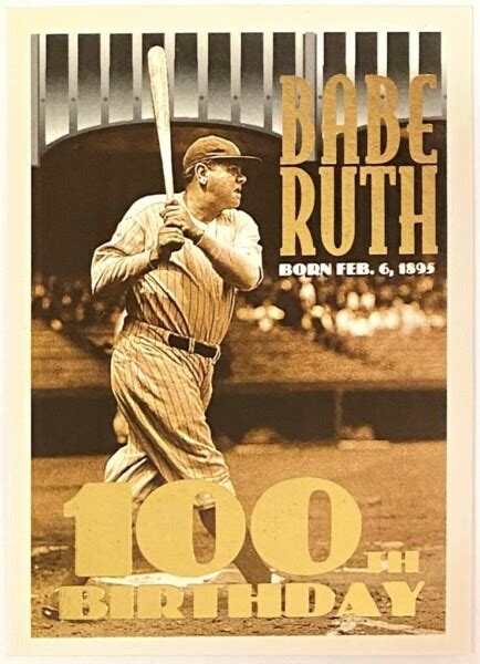 Babe Ruth 1995 Topps New York Yankees Baseball 100th Birthday Card HOF