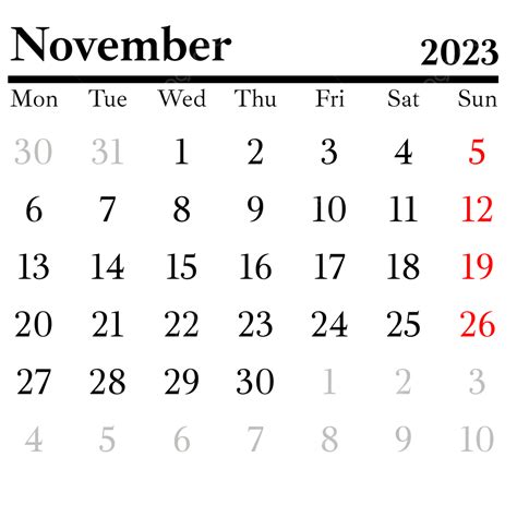 Kalender Hitam Sederhana November 2023 Kalender November 2023