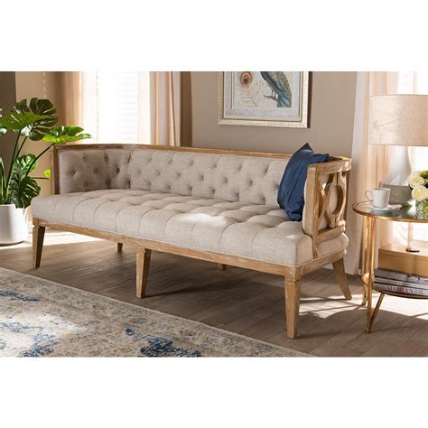 Baxton Studio Agnes French Provincial Beige Linen Fabric Upholstered