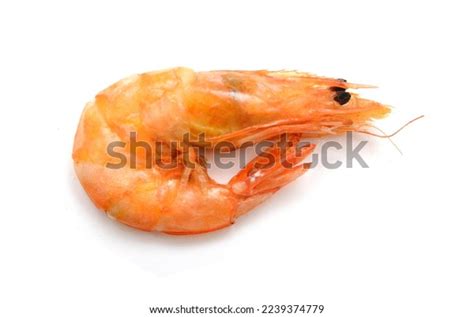 Stack Cooked Unshelled Tiger Shrimps Isolated Stock Photo