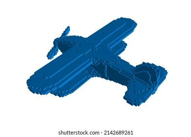 Retro Plane Made Cubes Voxel Art Stock Vector Royalty Free