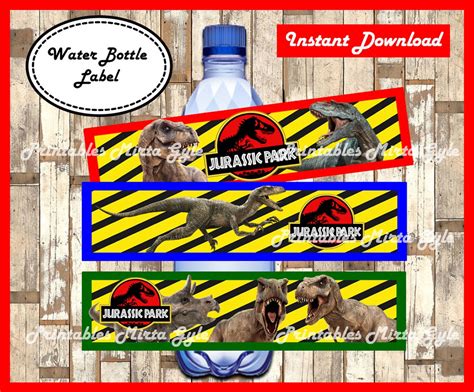 Jurassic Park Water Bottle Label Printable Jurassic Park Etsy