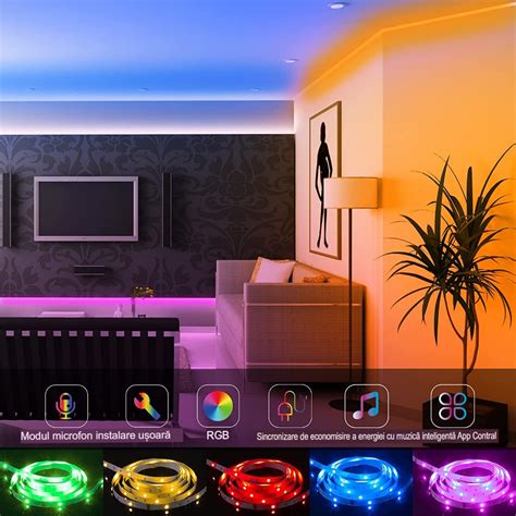 Banda LED Cu Adeziv De 5M 5050RGB Pentru Interior Si Exterior Cu