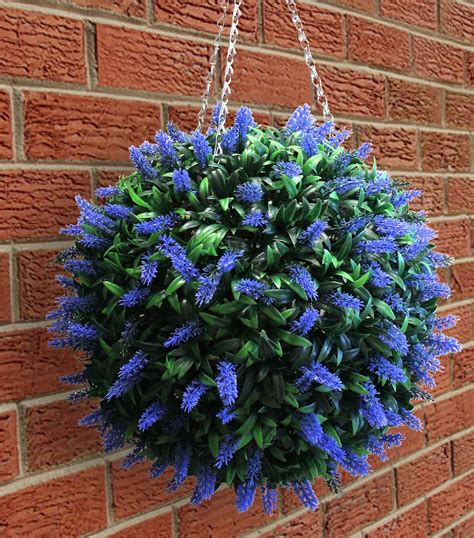 Artificial Blue Lavender Topiary Ball 40cm The Artificial Flowers