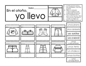 La Ropa De Oto O Spanish Flipbook Activity By Lucia Ortiz Tpt