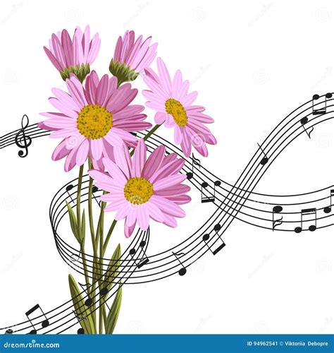 Daisies With Music Notes Stock Vector Illustration Of Layout