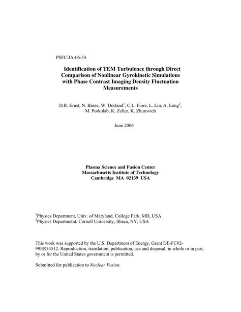 Pdf Identification Of Tem Turbulence Through Direct Comparison Of