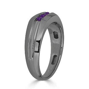 Amethyst Mens Ring Men S 3 Stone Amethyst Ring In Black Gold