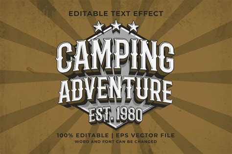 Effet De Texte Modifiable Camping Adventure D Retro Logo Template