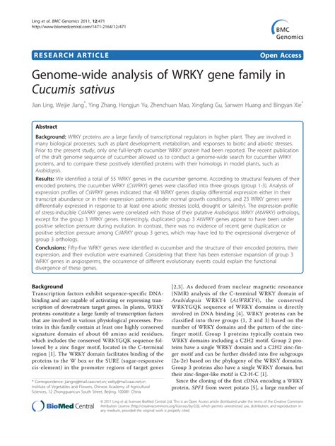 (PDF) Genome-wide analysis of WRKY gene family in