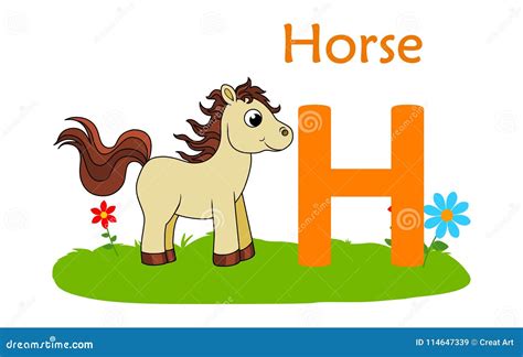 Animal Alphabet Hh For Horse Stock Vector Illustration Of Alphabetic