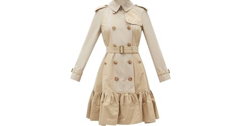 Burberry Clayhall Ruffled Hem Cotton Gabardine Trench Coat In Natural