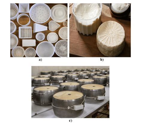 The Process Of Placing Cheese In Different Moulds A Plastic Molds