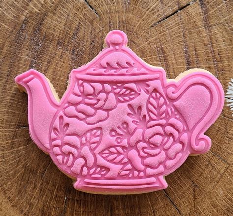 Stl File Flowery Teapot Cookie Cutter Embosser Set D Printable