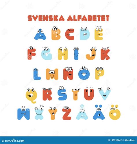 Swedish Colorful Alphabet For Kids Vector Illustration | CartoonDealer.com #195796442