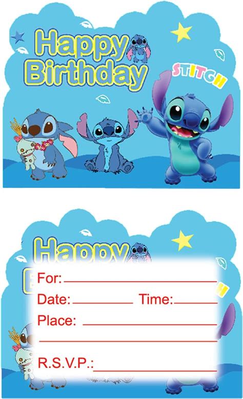 FAMILIO 40 Piezas Stitch Invitaciones Niños Tarjeta de Invitación