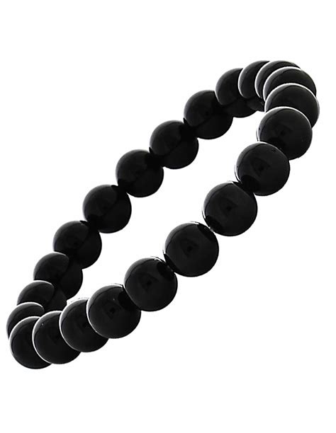 Pierre Naturelle Onyx Noir En Bracelet Perle Ronde L Gant Antistress