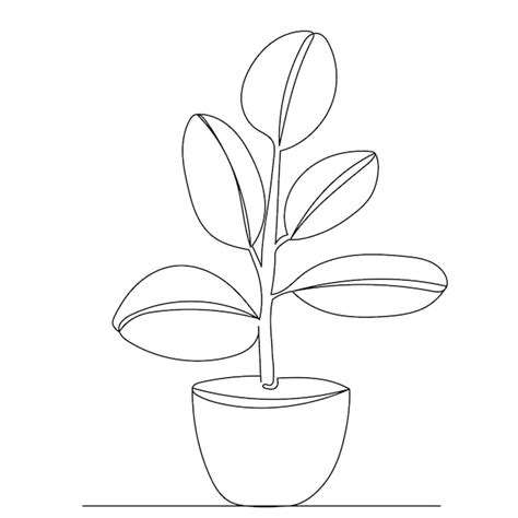 Premium Vector | Flower in a pot continuous line drawing vector sketch