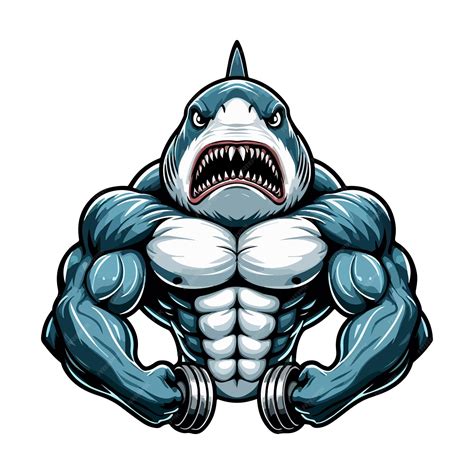 Premium Vector Big Muscly Angry Shark Beast Masculine Bodybuilder