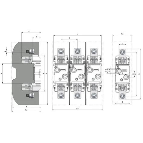 Bases Portafusibles NH2 3 Polos 400A 690 800V