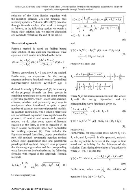 Bound State Solution of the Klein–Gordon Equation for the Modified ...