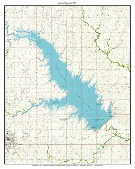 Marion Reservoir 1971 Map Reprint Lakes Region Old Topographic USGS