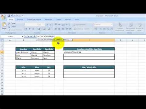 Tutorial Excel Cap Unir Y Dividir Celdas Combinar Y Concatenar Youtube