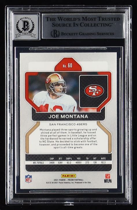 Joe Montana Signed 2021 Panini Prizm 60 Beckett Encapsulated