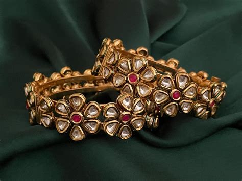 Premium Quality Gold Kundan Kada Bangledesigner Openable Kundan Bangle