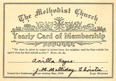 Church Membership Card Template