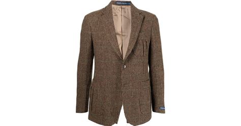 Polo Ralph Lauren Harris Tweed Single Breasted Blazer In Brown For Men