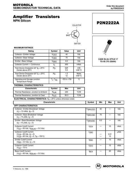 DataSheet 2n222 | Field Effect Transistor | Transistor