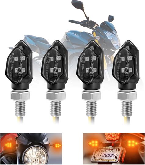 Germany Motorsports LED Motorrad Mini Blinker Wizzard Schwarz Kurz