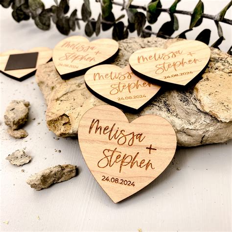 Save The Date Magnet Cards Rustic Wedding Wood Heart With Etsy