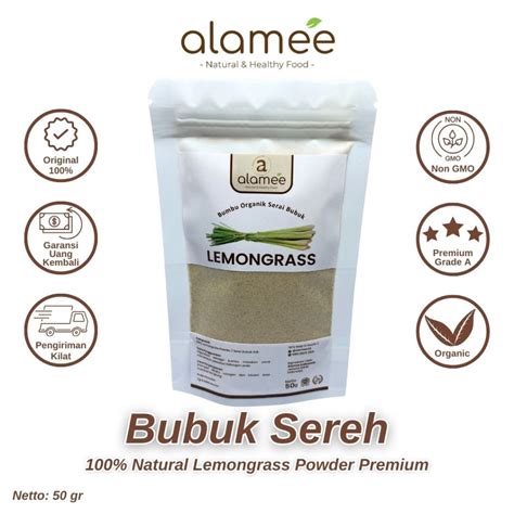 Jual Sereh Bubuk Lemongrass Powder Serai Rempah Rimpang Murni Asli